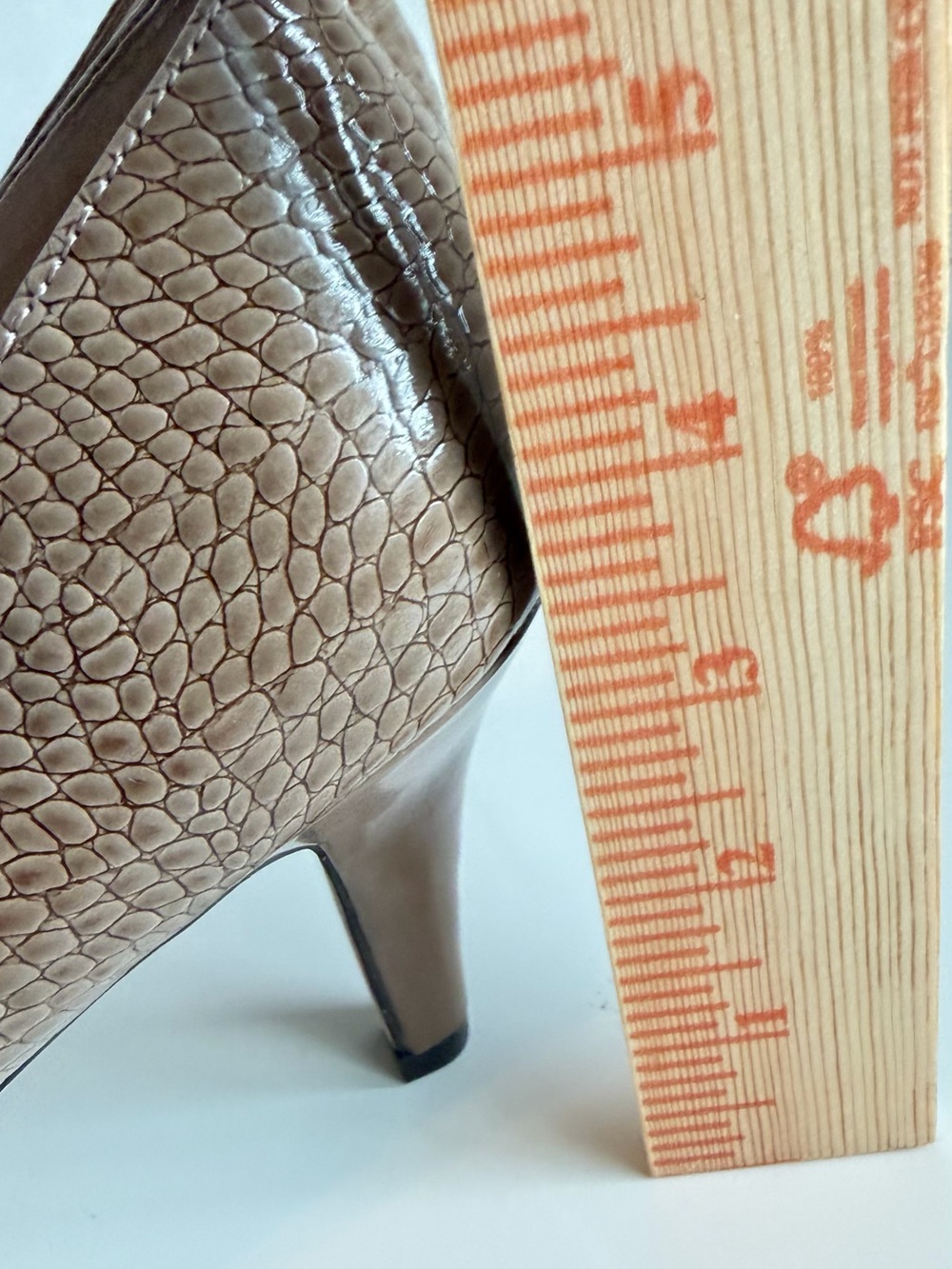 Anne Klein Taupe Croc-Embossed Mid Heel Pumps - Picture 6 of 7